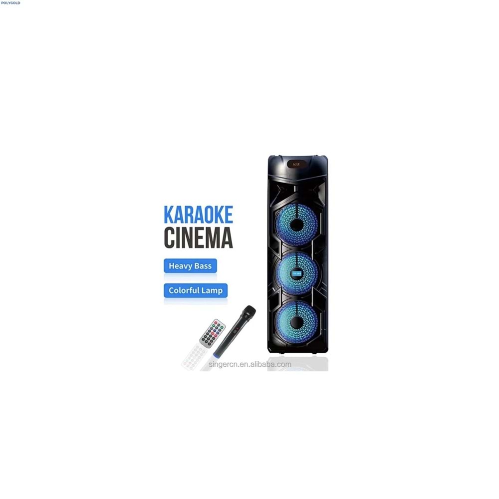 POLYGOLD PG-8838 SD/USB/FM 28inc KUMANDALI KABLOSUZ MİKROFONLU BLUETOOTH RGB IŞIKLI MÜZİK KUTUSU