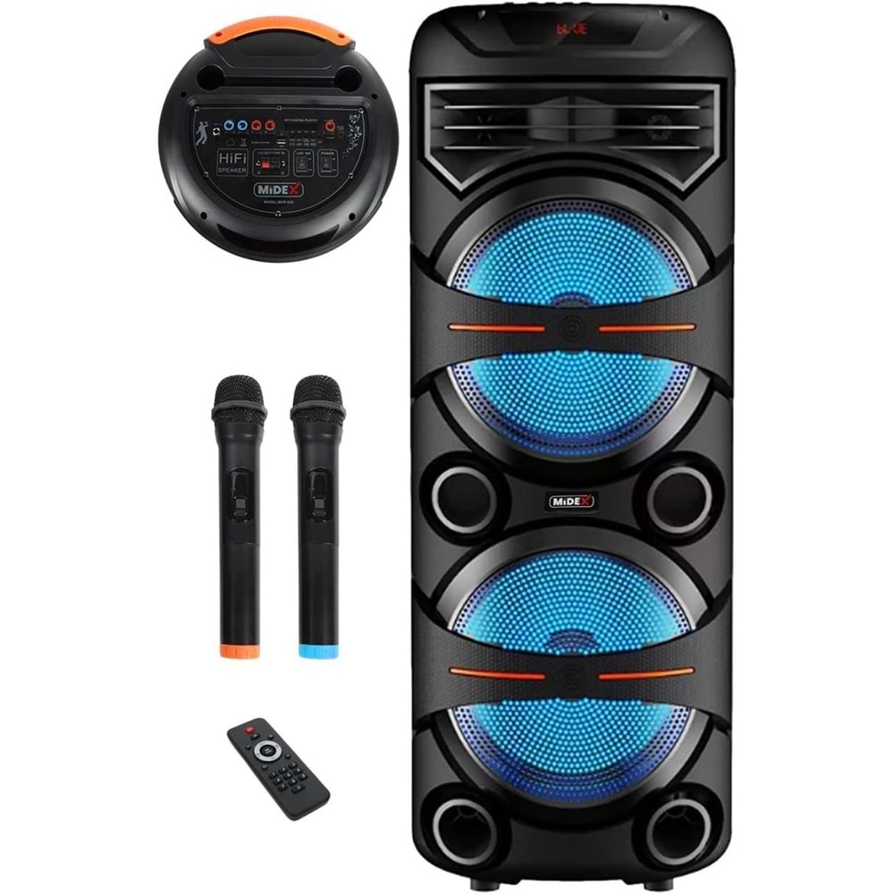 TELSAN KTS-2058 SD/USB/FM 16inc KUMANDALI KABLOSUZ ÇİFT MİKROFONLU BLUETOOTH RGB IŞIKLI MÜZİK KUTUSU