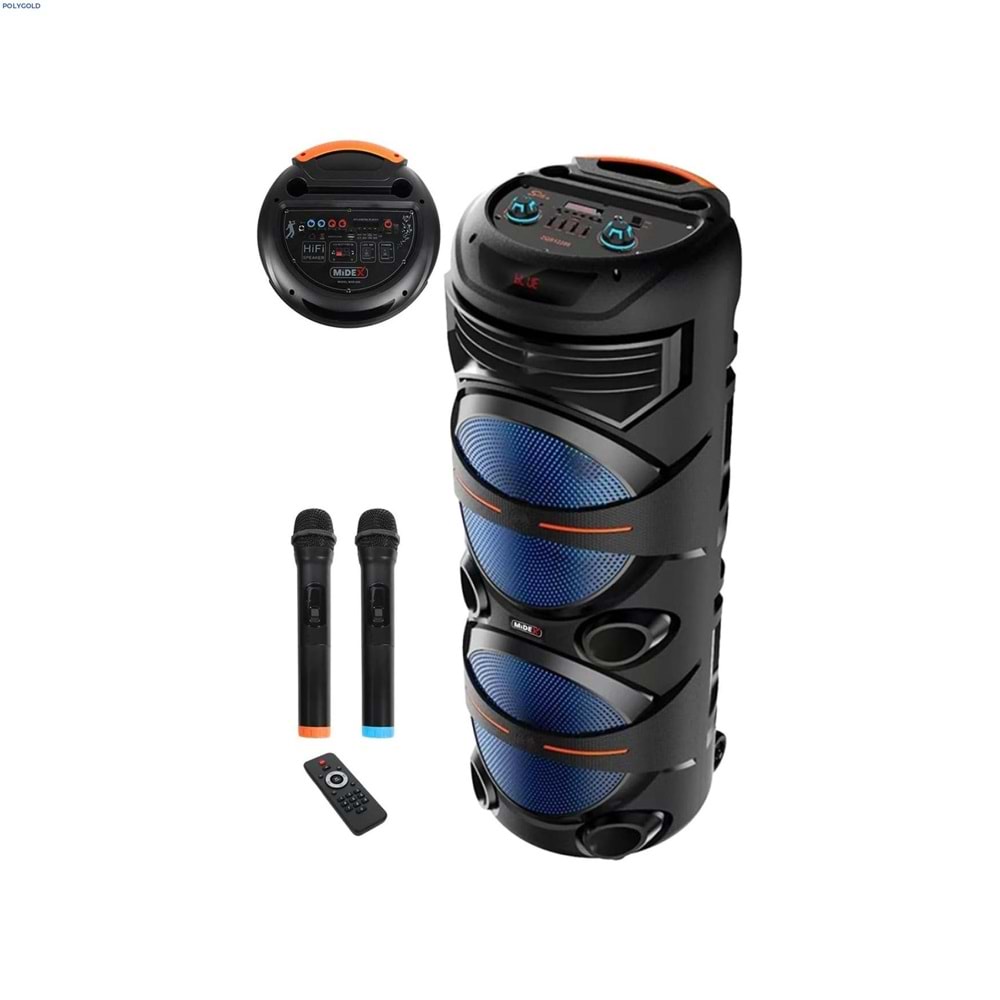 TELSAN KTS-2058 SD/USB/FM 16inc KUMANDALI KABLOSUZ ÇİFT MİKROFONLU BLUETOOTH RGB IŞIKLI MÜZİK KUTUSU