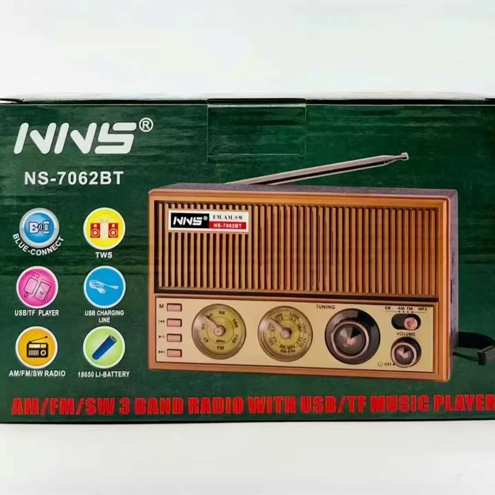 TELSAN NS-7062BT USB/SD/FM/BLUETOOTH NOSTALJİ GÜÇLÜ SİNYAL MÜZİK KUTUSU