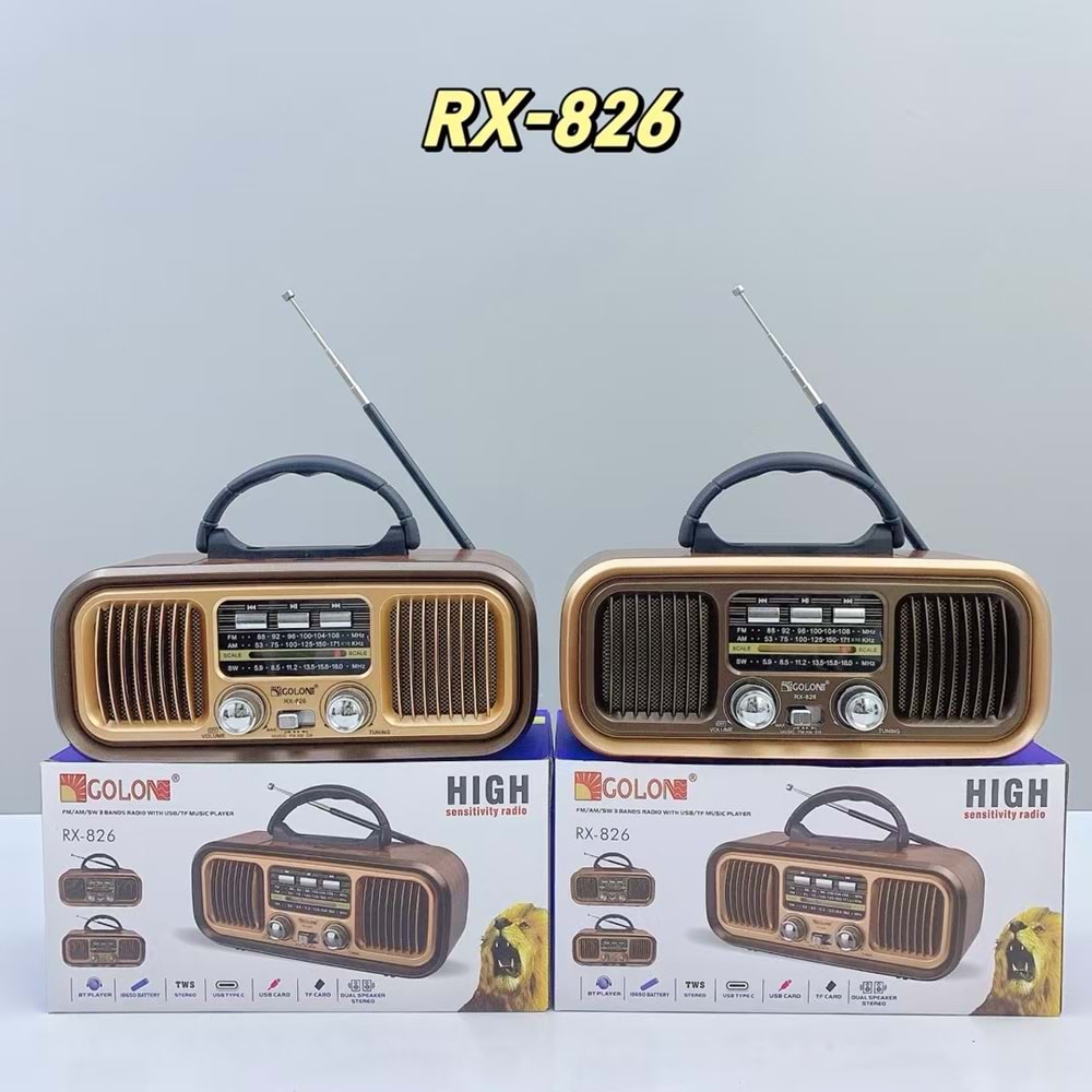 TELSAN RX-826 USB/SD/FM/BLUETOOTH NOSTALJİ GÜÇLÜ SİNYAL MÜZİK KUTUSU