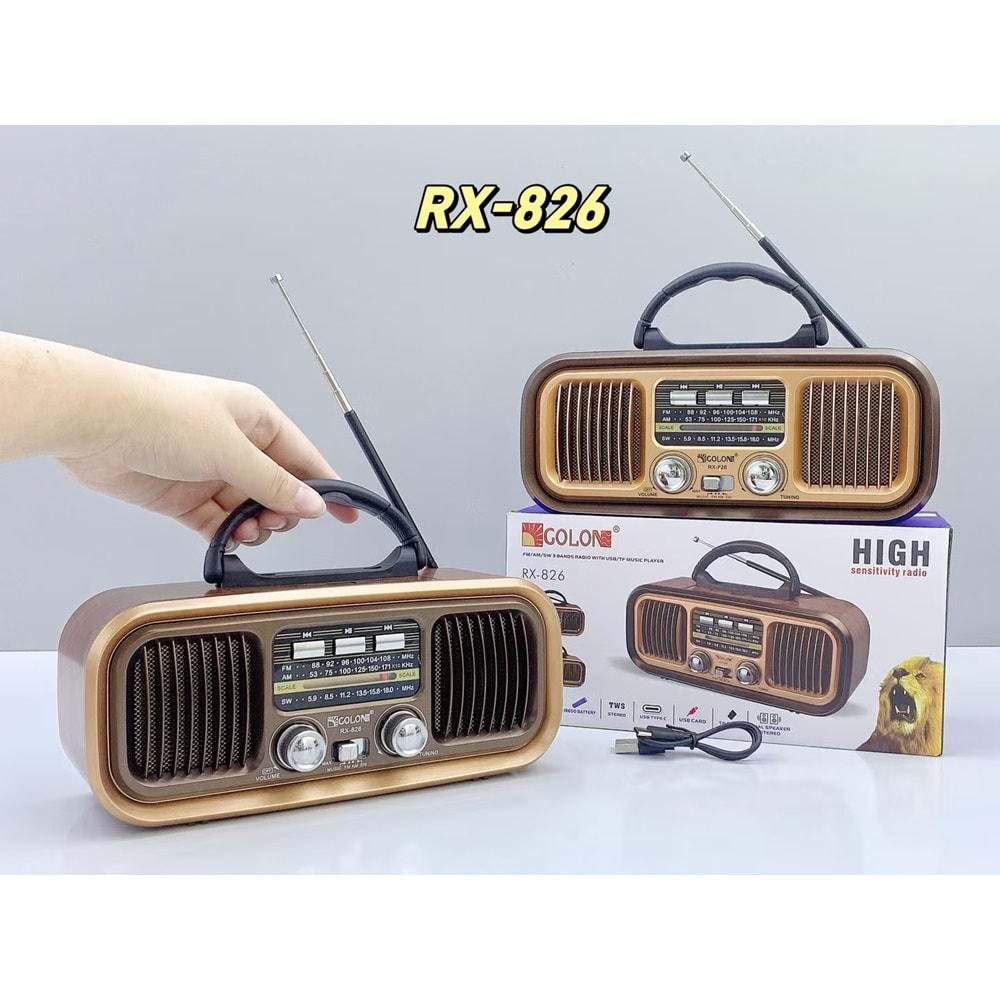 TELSAN RX-826 USB/SD/FM/BLUETOOTH NOSTALJİ GÜÇLÜ SİNYAL MÜZİK KUTUSU