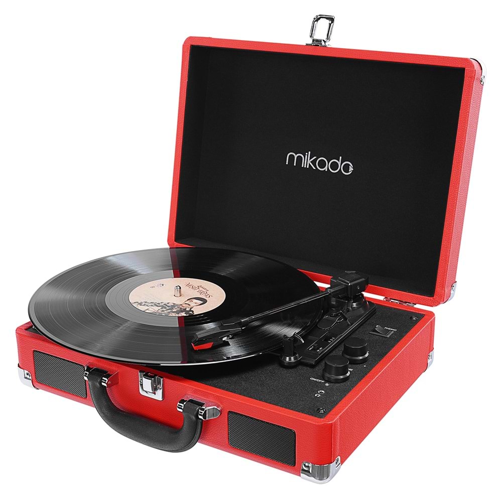 Mikado Nostalgia MN-P317 Kırmızı Pikap+Rca+Bluetooth Destekli Plak Müzik Kutusu
