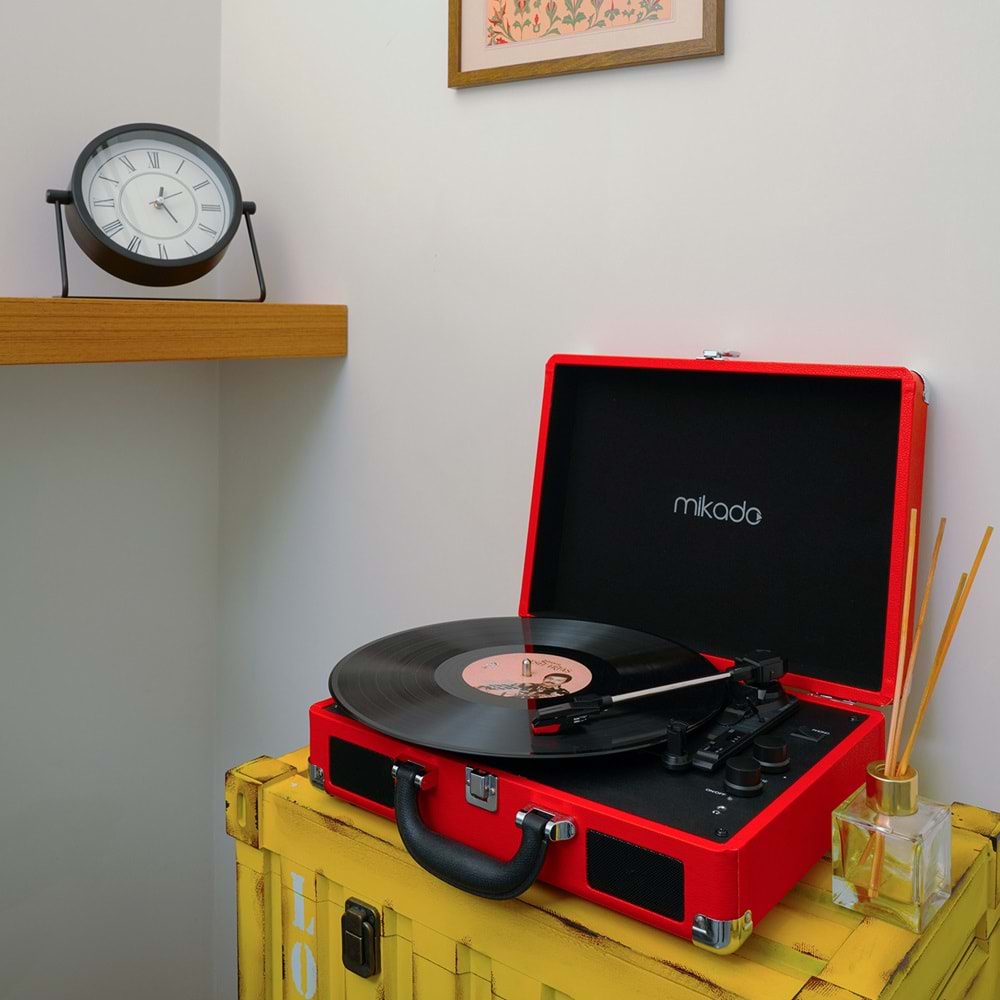 Mikado Nostalgia MN-P317 Kırmızı Pikap+Rca+Bluetooth Destekli Plak Müzik Kutusu