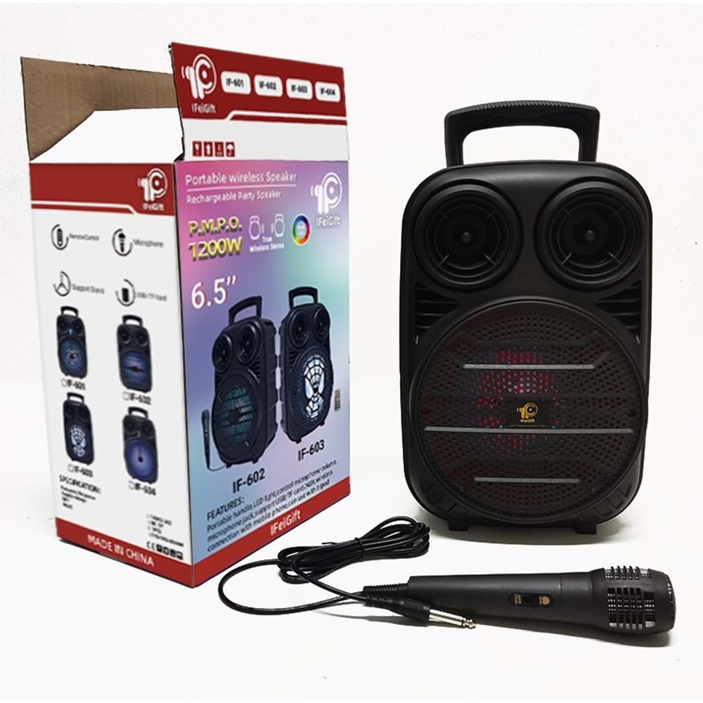 TELSAN BT-611 BT/SD/USB GİRİŞLİ RGB IŞIKLI MİKROFONLU 6.5