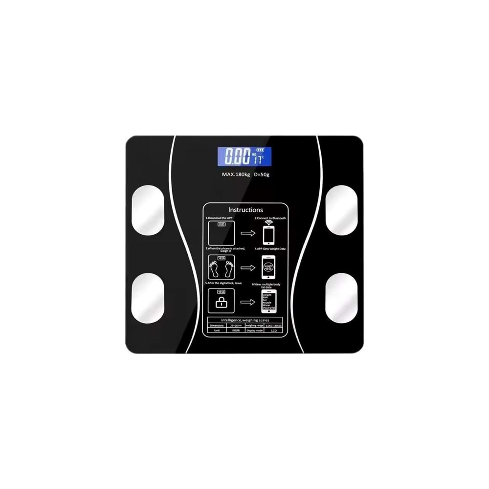 Concord C-W01 Mobil Uygulama İle Takip Led Göstergeli Dijital Akıllı Bluetooth Baskül