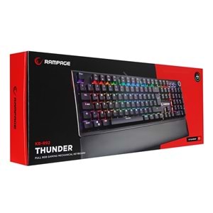 Rampage KB-R92 THUNDER Siyah USB Bilek Destekli Blue Switch Full RGB Q Gaming Oyuncu Mekanik Klavye