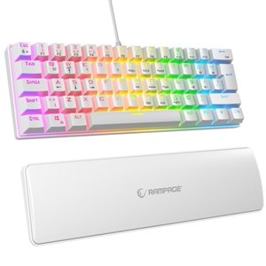 Rampage ALLY K11 Beyaz Rainbow Q Gaming Oyuncu Klavye Bilek Destekli Red Switch