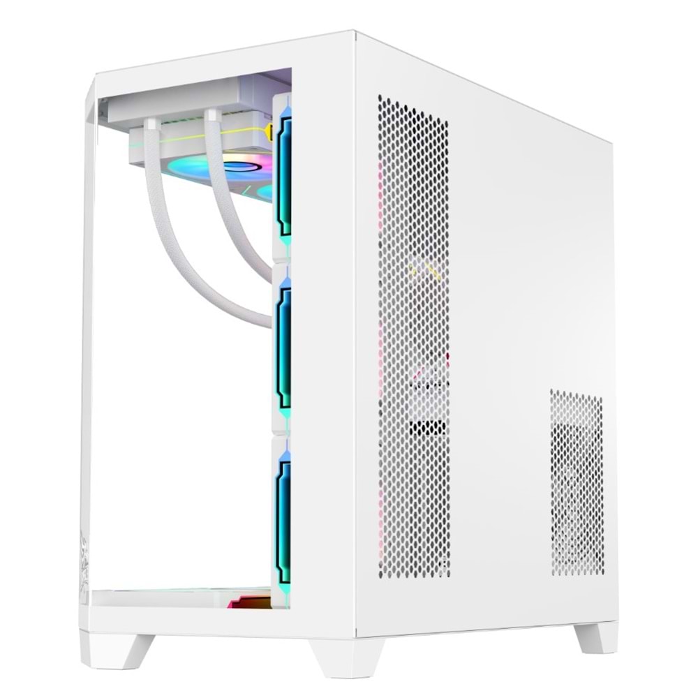 GAMEAGLE EDGE BEYAZ BİLGİSAYAR KASASI + 850W 80 PLUS BRONZE POWER + 360MM SIVI SOĞUTMA + 7 ARGB KUMANDALI FAN BEYAZ