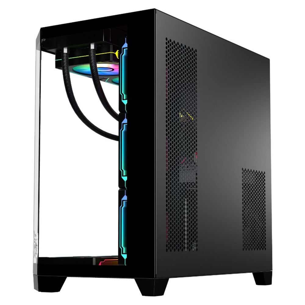 GAMEAGLE EDGE SİYAH BİLGİSAYAR KASASI + 850W 80 PLUS BRONZE POWER + 360MM SIVI SOĞUTMA + 7 ARGB KUMANDALI FAN SİYAH