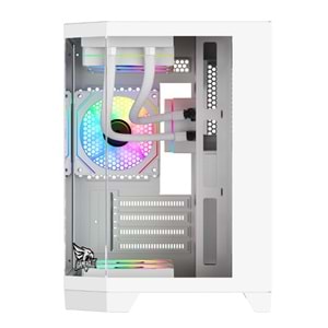 GAMEAGLE EDGE BEYAZ COMPACT +80 BRONZE 750W POWER + 240MM SIVI SOĞUTMA + 3 ADET ARGB KUMANDALI AKVARYUM KASA BEYAZ