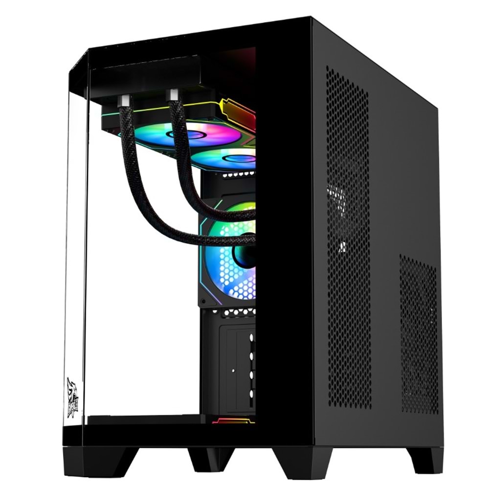 GAMEAGLE EDGE SİYAH COMPACT +80 BRONZE 750W POWER + 240MM SIVI SOĞUTMA + 3 ADET ARGB KUMANDALI AKVARYUM KASA SİYAH