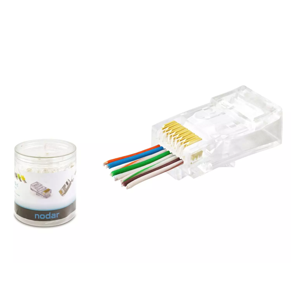 Nodar Nd2407 Cat6 Konnektör Ezrj45 100Lü Plastik Kutu Şeffaf