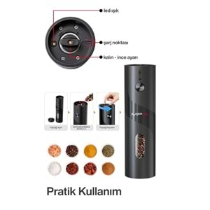 MPIA PG-5 Şarjlı Baharat Öğütücü 100ML Hazne