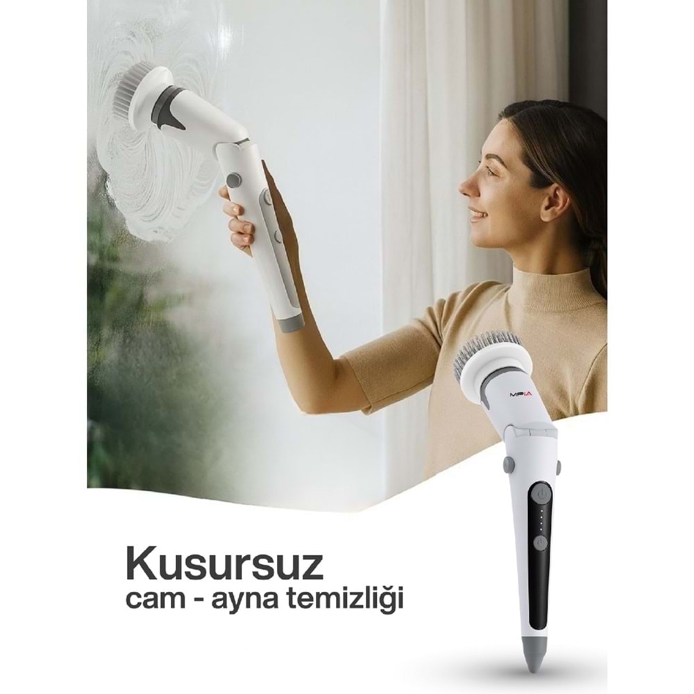 MPIA BC-4 Şarj Edilebilir Elektrikli Temizlik Fırçası – 17 Parça Çok Amaçlı Set (Mutfak, Banyo, Araç)