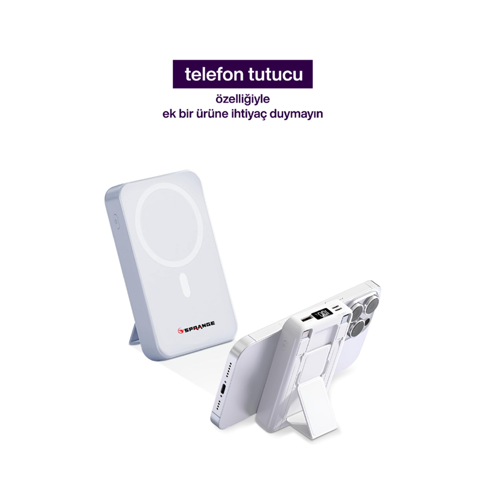 SPRANGE SR-P28M MAGSAFE WİRELESS 12000MAH 15W HIZLI ŞARJ 20W PD GÖSTERGELİ POWERBANK
