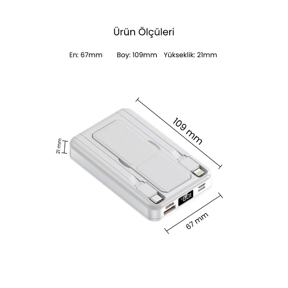 SPRANGE SR-P28M MAGSAFE WİRELESS 12000MAH 15W HIZLI ŞARJ 20W PD GÖSTERGELİ POWERBANK