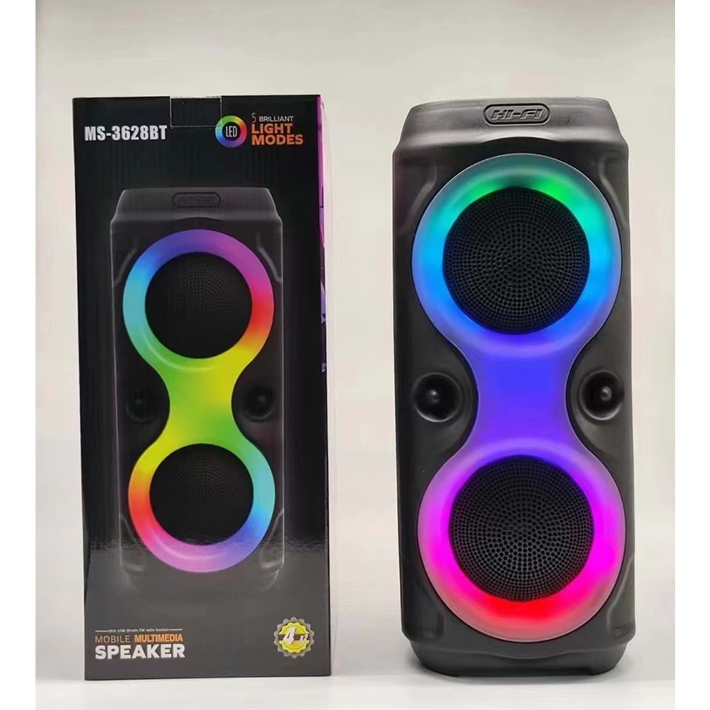 Platoon PL-4624 BT/SD/USB/AUX 4X2 8İNÇ Işıklı Bluetooth Speaker (MS-3628BT)