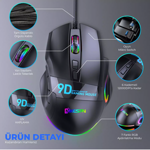 MKESPN X10 Gaming Mouse 12800 DPI 9 Tuş Makro 1000 Hz RGB