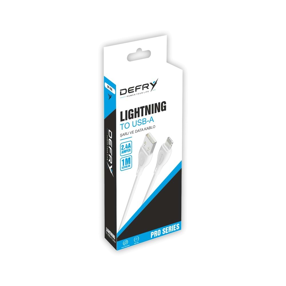 DEFRY DF-03L LIGHTNING TO USB-A 2.4A ŞARJ VE DATA KABLOSU
