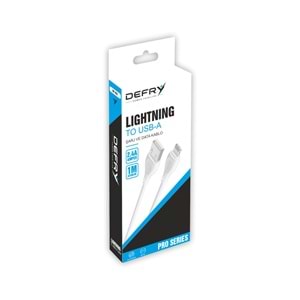 DEFRY DF-03L LIGHTNING TO USB-A 2.4A ŞARJ VE DATA KABLOSU