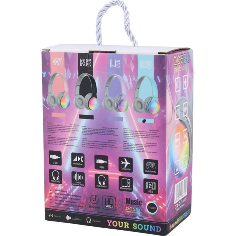 QC580 RGB IŞIKLI WİRELESS BLUETOOTH KULAKLIK PL-2655