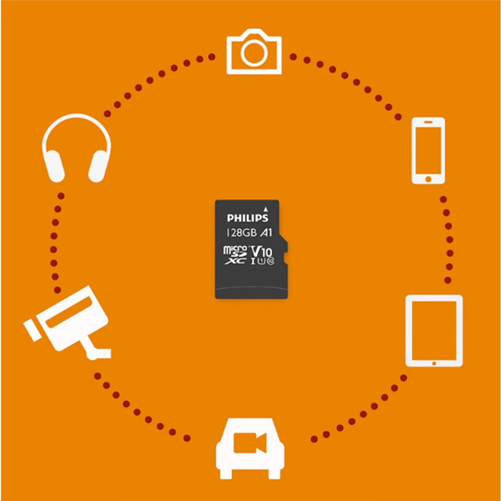PHILIPS FM12MP45B/00 Micro SDXC Kart 128GB Class10 UHS-I U1 Adaptörlü
