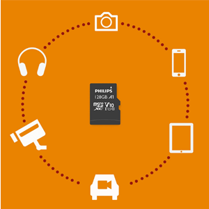 PHILIPS FM12MP45B/00 Micro SDXC Kart 128GB Class10 UHS-I U1 Adaptörlü