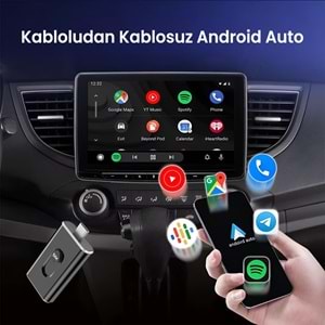 BIX CB02 2.4G/5G WiFi CarPlay Android Auto USB-A USB-C Çift Uçlu Hibrit Adaptör Siyah