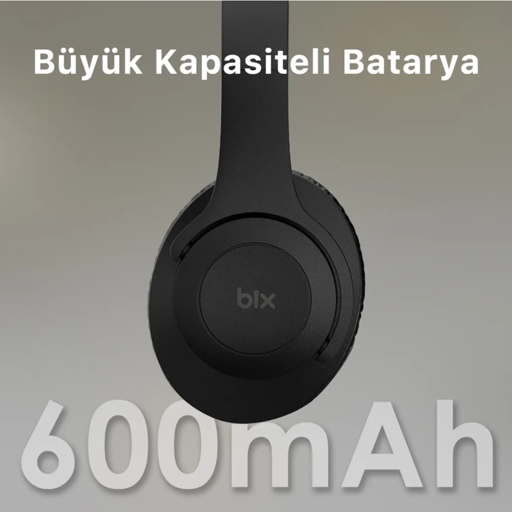 BİX Soundcraft BH3 Katlanabilir Hoparlör Özellikli EQ Mod TF Kart Girişli 40mm Sürücü Kablosuz Bluetooth 5.3 Kulaküstü Kulaklık Buz Grisi