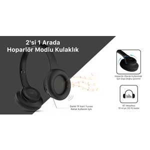 BİX Soundcraft BH3 Katlanabilir Hoparlör Özellikli EQ Mod TF Kart Girişli 40mm Sürücü Kablosuz Bluetooth 5.3 Kulaküstü Kulaklık Buz Grisi
