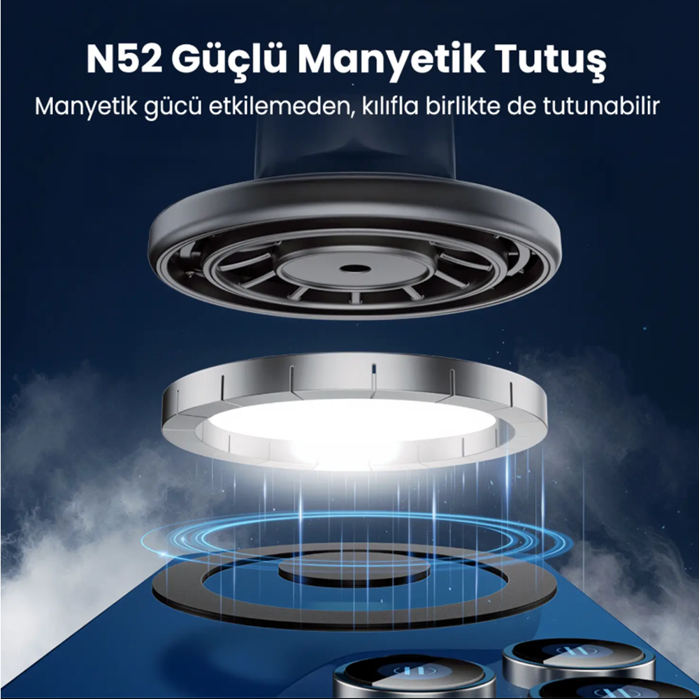 BIX BXCH13 360° Ayarlanabilir Hava Menfezi için Metal Kancalı Manyetik Araç İçi Telefon Tutucu Siyah