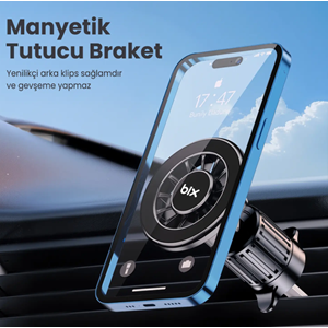 BIX BXCH13 360° Ayarlanabilir Hava Menfezi için Metal Kancalı Manyetik Araç İçi Telefon Tutucu Siyah