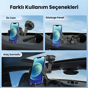 BIX BXCH15 Çok Fonksiyonlu Araç içi Vantuzlu Telefon Tutucu Siyah