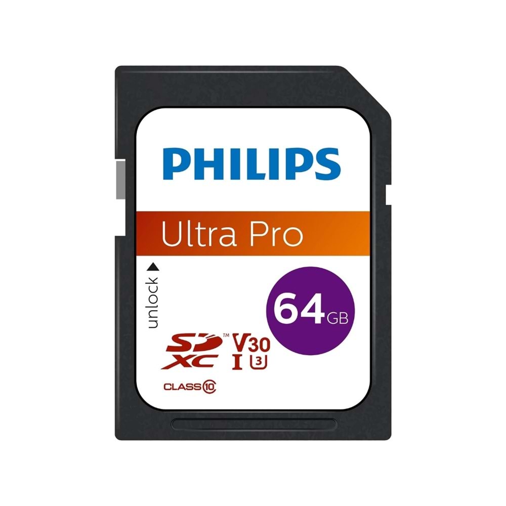 Philips FM64SD65B SDXC UHS-I U3 V30 A1 64GB Class10 Ultra Pro SD Hafıza Kart
