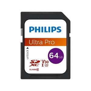 Philips FM64SD65B SDXC UHS-I U3 V30 A1 64GB Class10 Ultra Pro SD Hafıza Kart