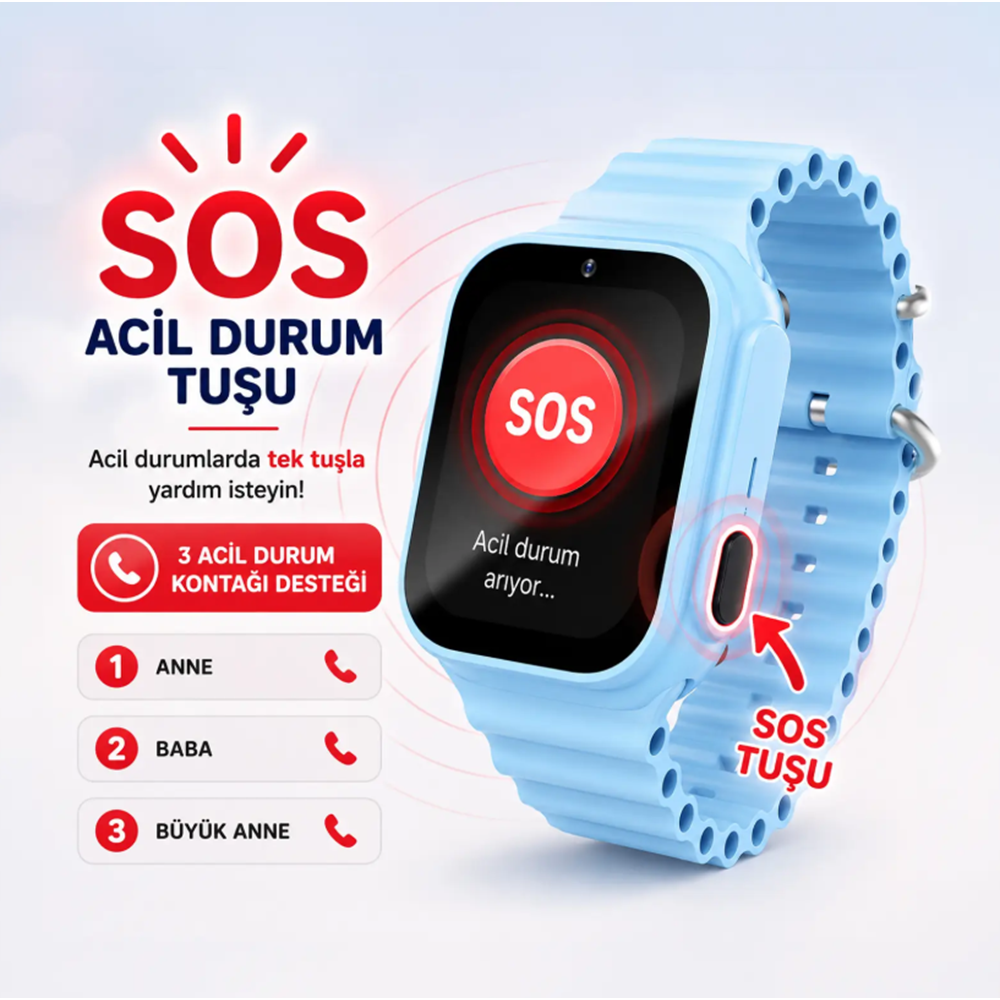 Bix Kids KW01 Sim Kartlı GPS Takipli SOS Kameralı ve Görüntülü Konuşmalı 4G Çocuk Akıllı Saati