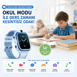 Bix Kids KW02 Sim Kartlı GPS Rota Takipli SOS Kameralı ve Görüntülü Konuşmalı 4G Çocuk Akıllı Saati