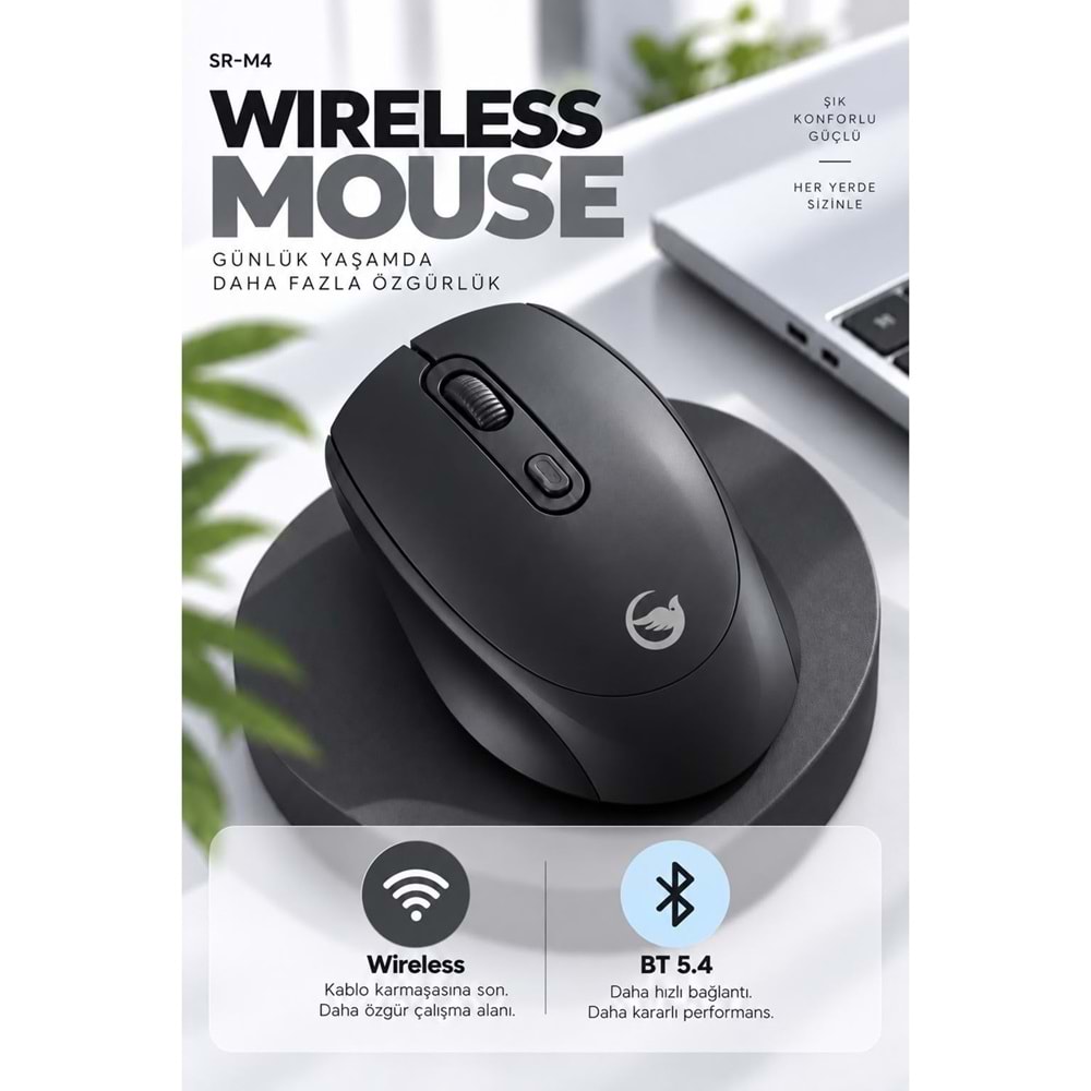SPRANGE SR-M4 Kablosuz & Bluetooth 5.4 Şarjlı Mouse