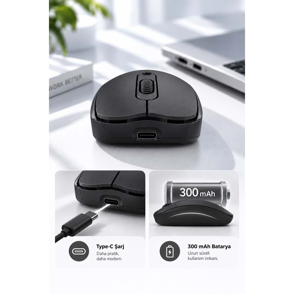 SPRANGE SR-M4 Kablosuz & Bluetooth 5.4 Şarjlı Mouse
