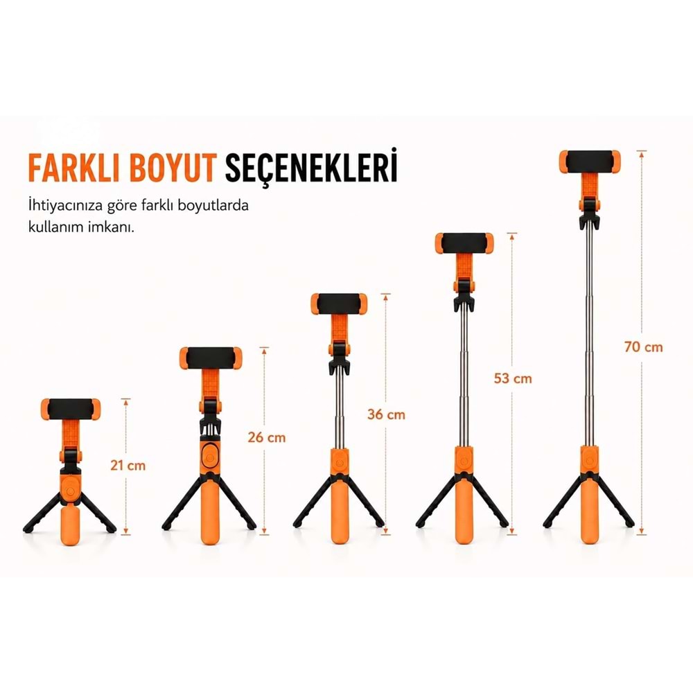 TELSAN XT-09 Bluetooth Kumandalı Selfie Çubuğu ve Tripod