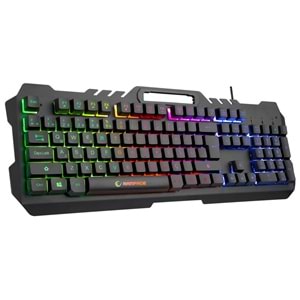 Rampage FITMENT KM-GX7 Gökkuşağı Aydınlatmalı Siyah USB Gaming Combo Mouse + Mousepad + Kulaklık + Q Gaming Klavye