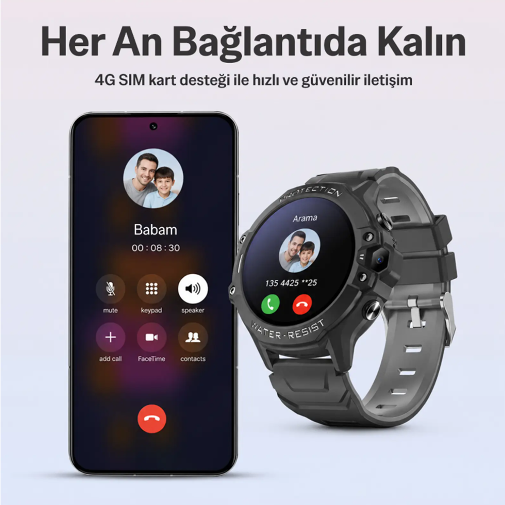 Bix Kids KW03 Sim Kartlı GPS Rota Takipli SOS Kameralı ve Görüntülü Konuşmalı 4G Çocuk Akıllı Saati