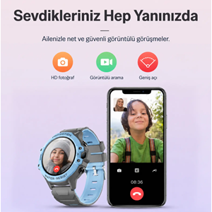 Bix Kids KW03 Sim Kartlı GPS Rota Takipli SOS Kameralı ve Görüntülü Konuşmalı 4G Çocuk Akıllı Saati