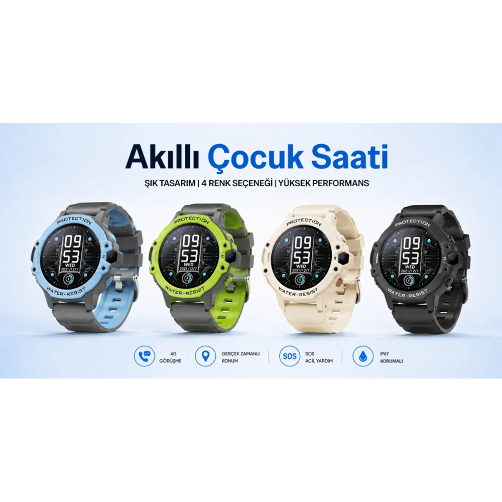 Bix Kids KW03 Sim Kartlı GPS Rota Takipli SOS Kameralı ve Görüntülü Konuşmalı 4G Çocuk Akıllı Saati