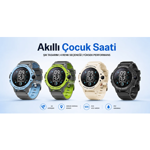 Bix Kids KW03 Sim Kartlı GPS Rota Takipli SOS Kameralı ve Görüntülü Konuşmalı 4G Çocuk Akıllı Saati