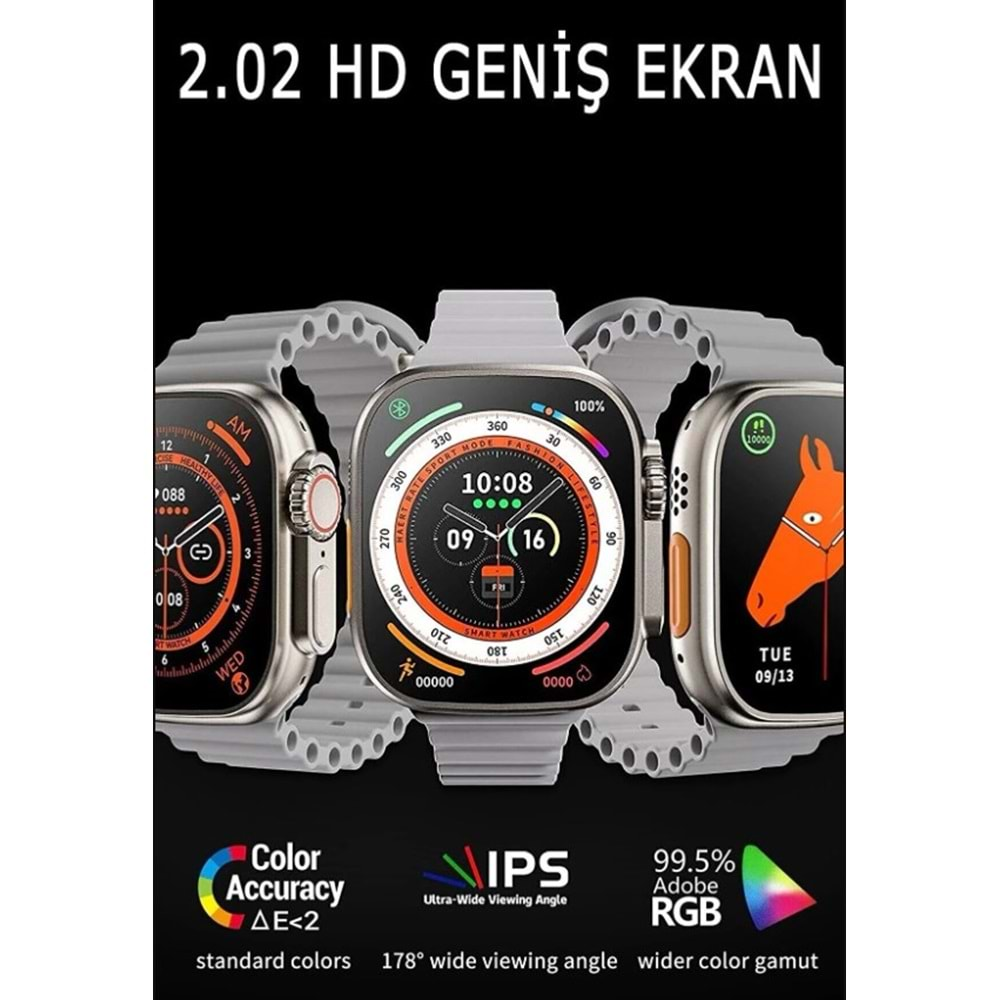 GS8+ ULTRA WATCH 8 PRO 2.05İNÇ HD PREMİUM İOS ve ANDROİD UYUMLU AKILLI SAAT (ÇİFT KORDON)