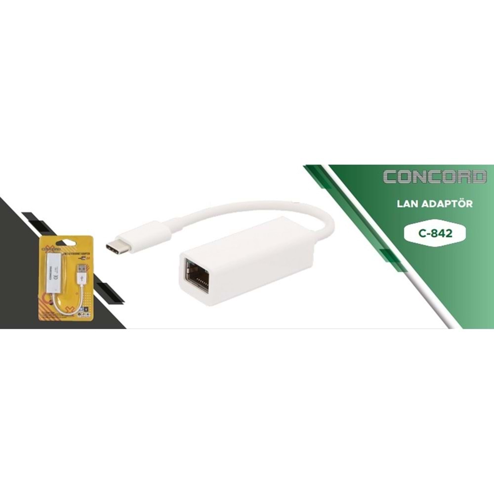 CONCORD C-842 USB TO LAN TYPE-C LAN RJ45 TO TYPE-C ETHERNET ÇEVİRİCİ