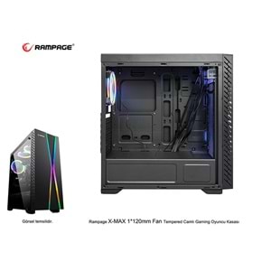 Rampage X-MAX 1*120mm Fan Tempered Camlı Gaming Oyuncu Kasası