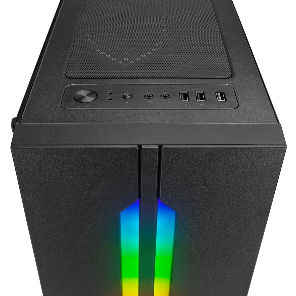 Rampage SPECTRA Tempered Glass 600W 80Plus Rainbow Fan ve Ledli 1*Usb 3.0 + 2* Usb 2.0 Gaming Kasa